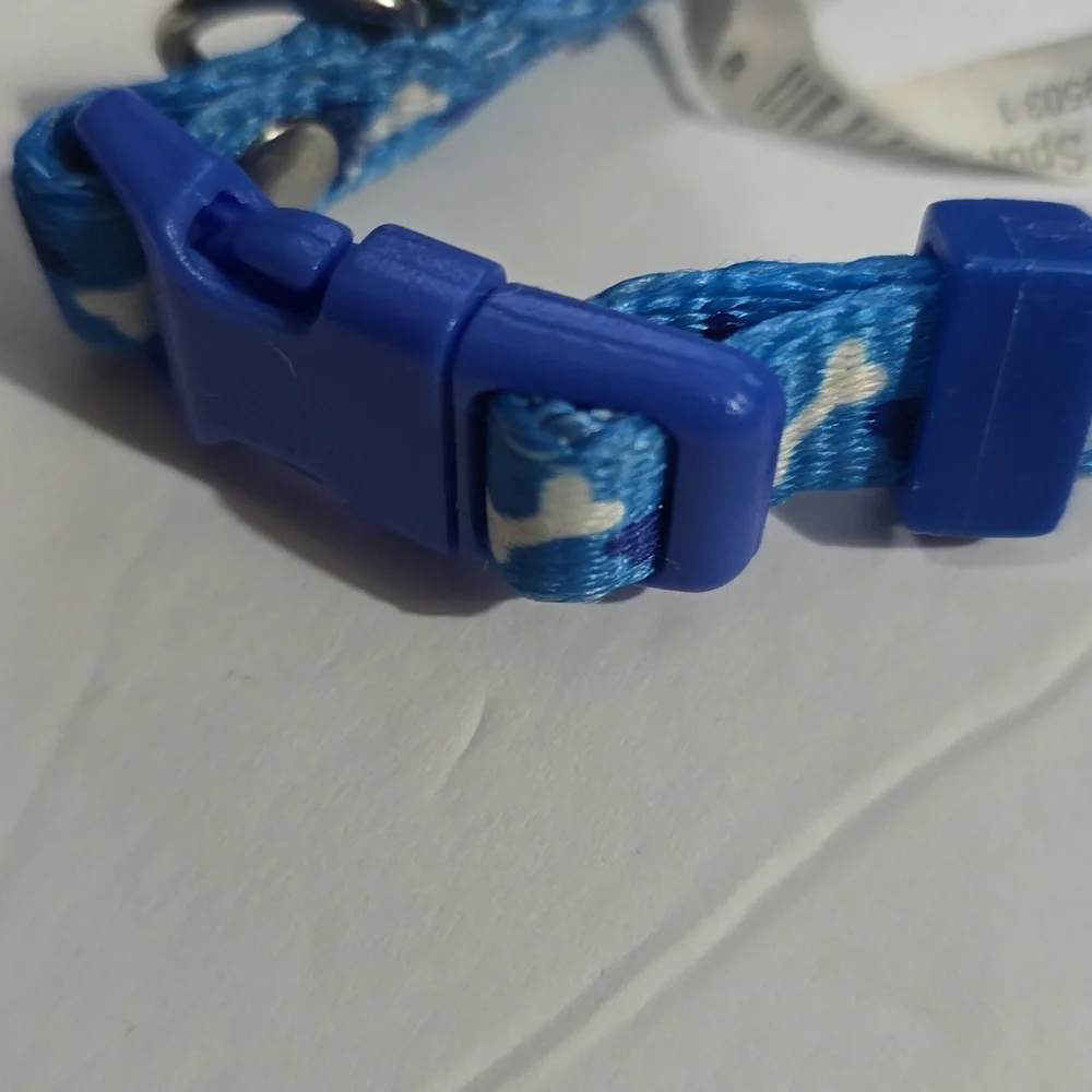 Blue Dog Bone Patterned Small Dog Collar